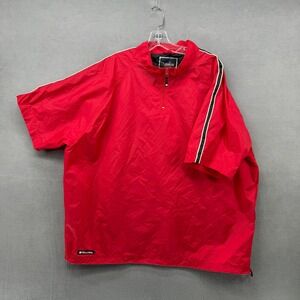 Holloway Windbreaker Mens XL Red Quarter Zip Short Sleeve Pullover Side Zip